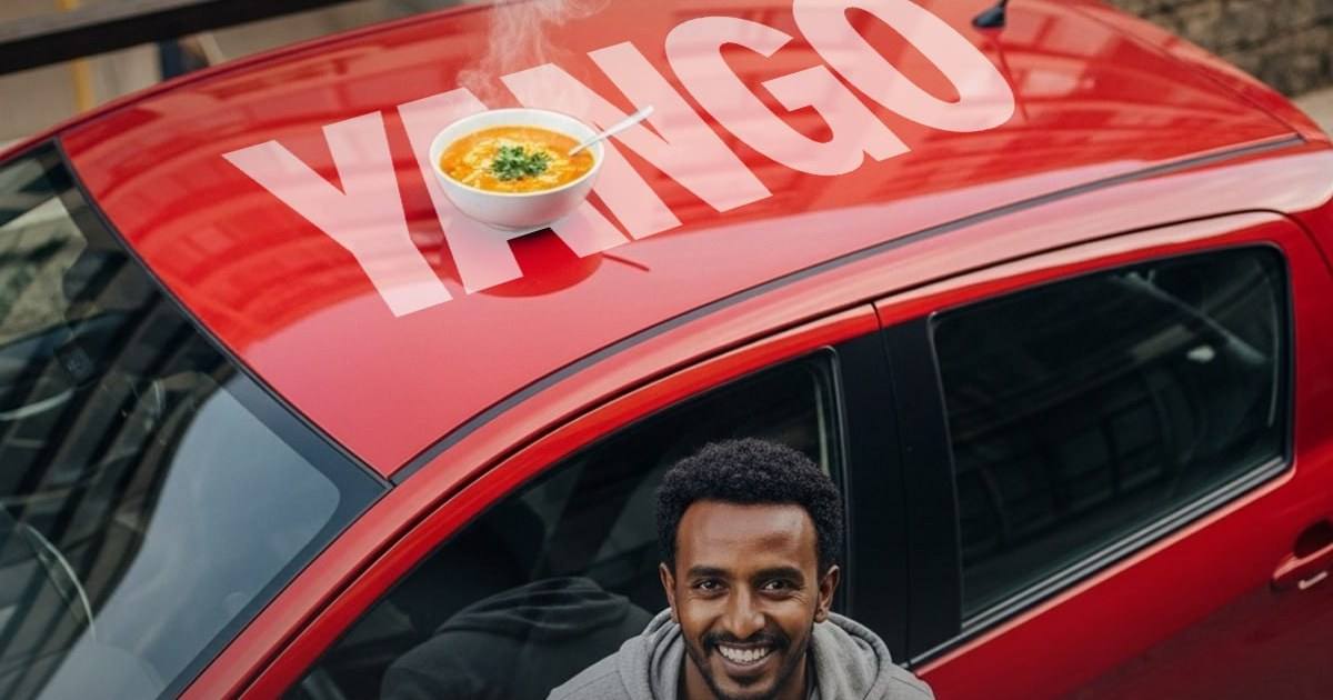 Yango by Mereq driver beside a branded Yango car in Addis Ababa